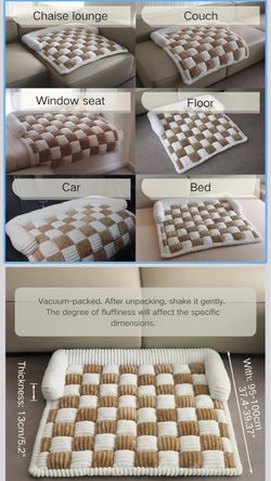 Checkered Plush Cushion Mat Pad