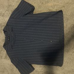 Dark Blue Set Button Up And Shorts 