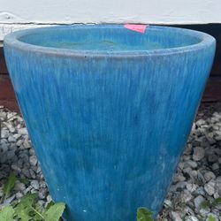 Medium Outdoor Ceramic Pot In Blue