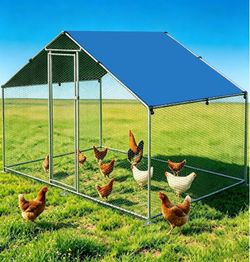 6.6 FT x 9.8 FT x 6.6 FT Metal Poultry Chicken Duck Rabbit Coop Cage