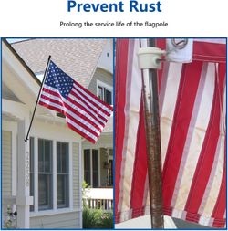 6FT Outdoor Flag Pole for House, Carbon Fiber Design Heavy Duty Flag Pole with Tangle Free Spinning Grommets, High Wind Flagpole for Residential Garde