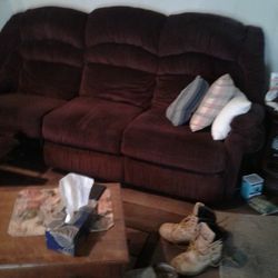 Long Burgundy Sofa