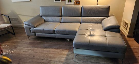 Wade Logan Graham sofa, mid-century modern in style, L-shaped,  gray, right-facing.
