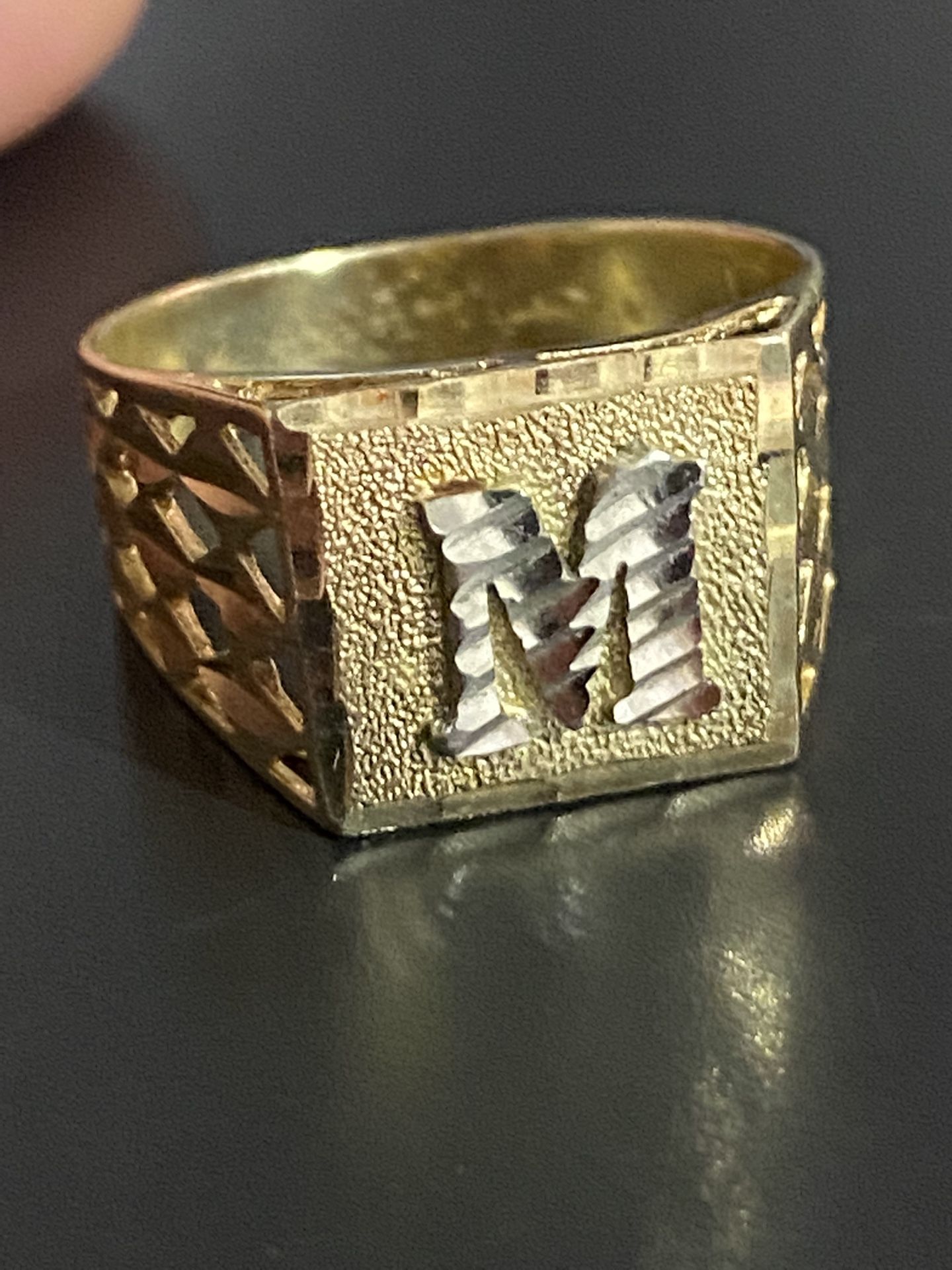 10k Solid Gold Ring  “M” Size 9 