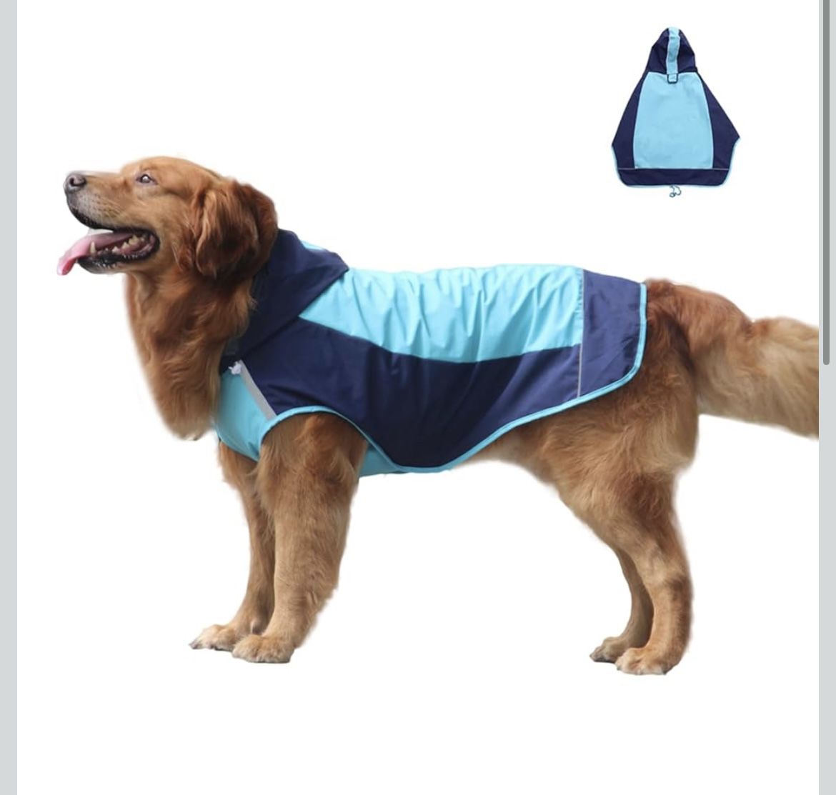Dogs Packable Lightweight Raincoat: Pet Dog Hood Waterproof Coats Blue Size 12