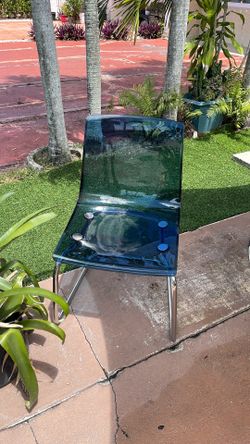 (2) Clear Blue Acrylic Chairs 2X$49 OBO