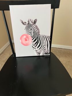 Zebra Bubble Gum Canvas Wall Art