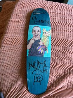 Rare wee man signed skateboard deck
