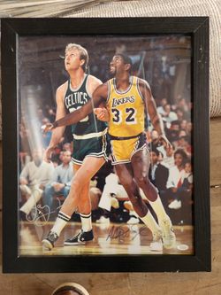 Magic Johnson and Larry Bird Autographed Frame