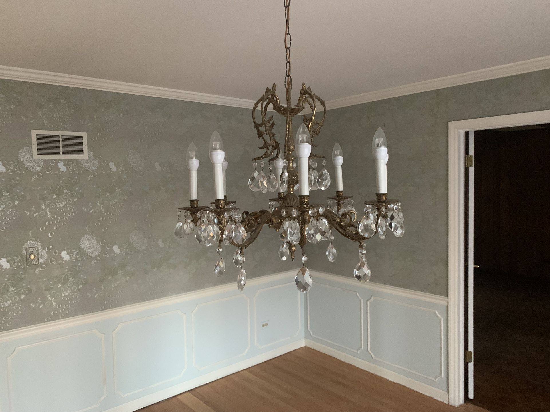Dining Room, Crystal And Bronze Chandelier