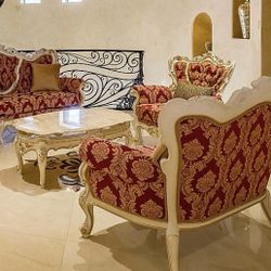 Sofa Set Red/ Gold Vintage 