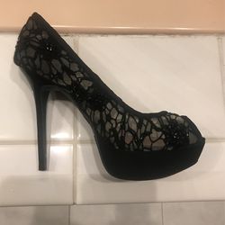 Black Beaded Fancy High Heels