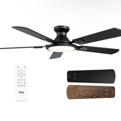 TCL Ceiling Fans with Lights, 52 Inch Low Profile Ceiling Fan with Light and Remote Control, Flush Mount,