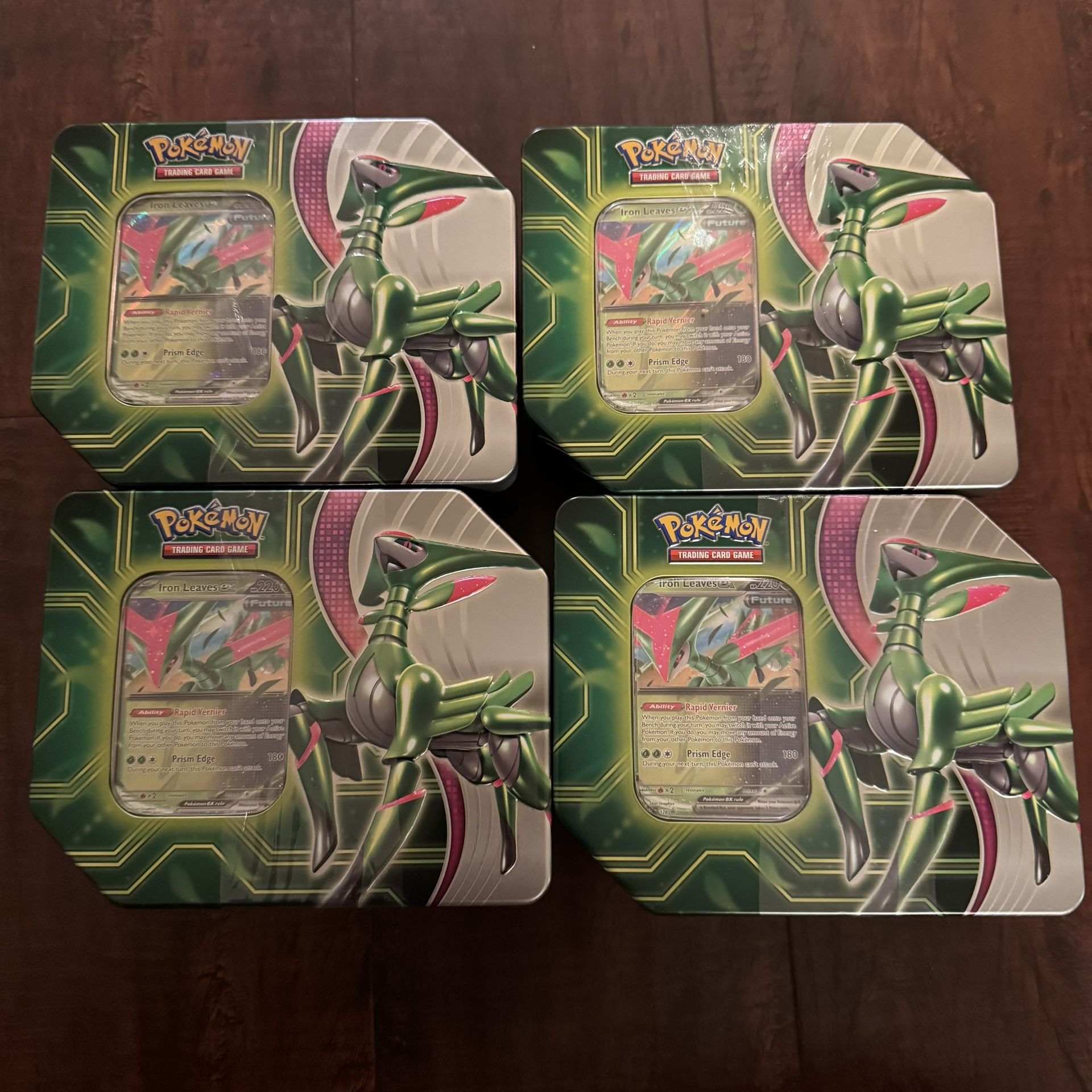 Pokemon TCG Paradox Clash Collectors Tin Iron Leaves ex Sealed Lot of 4