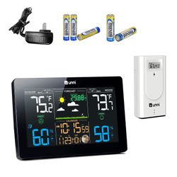 Weather Station Wireless Indoor Outdoor Thermometer, Weather Thermometer with Colorful Display Calendar and Backlight, 328FT Range with Wireless Remot