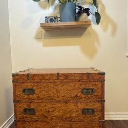 Vintage Pulaski Burlwood campaign style chest
