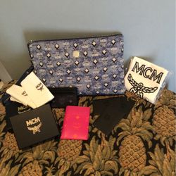 Lot Of Mcm Sign Pouch &2 Wallets .New W/accessories 