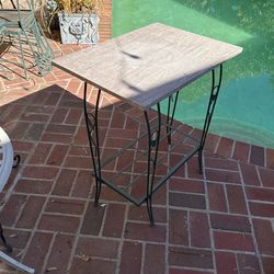 Wrought Iron Side Table with Stone Top
