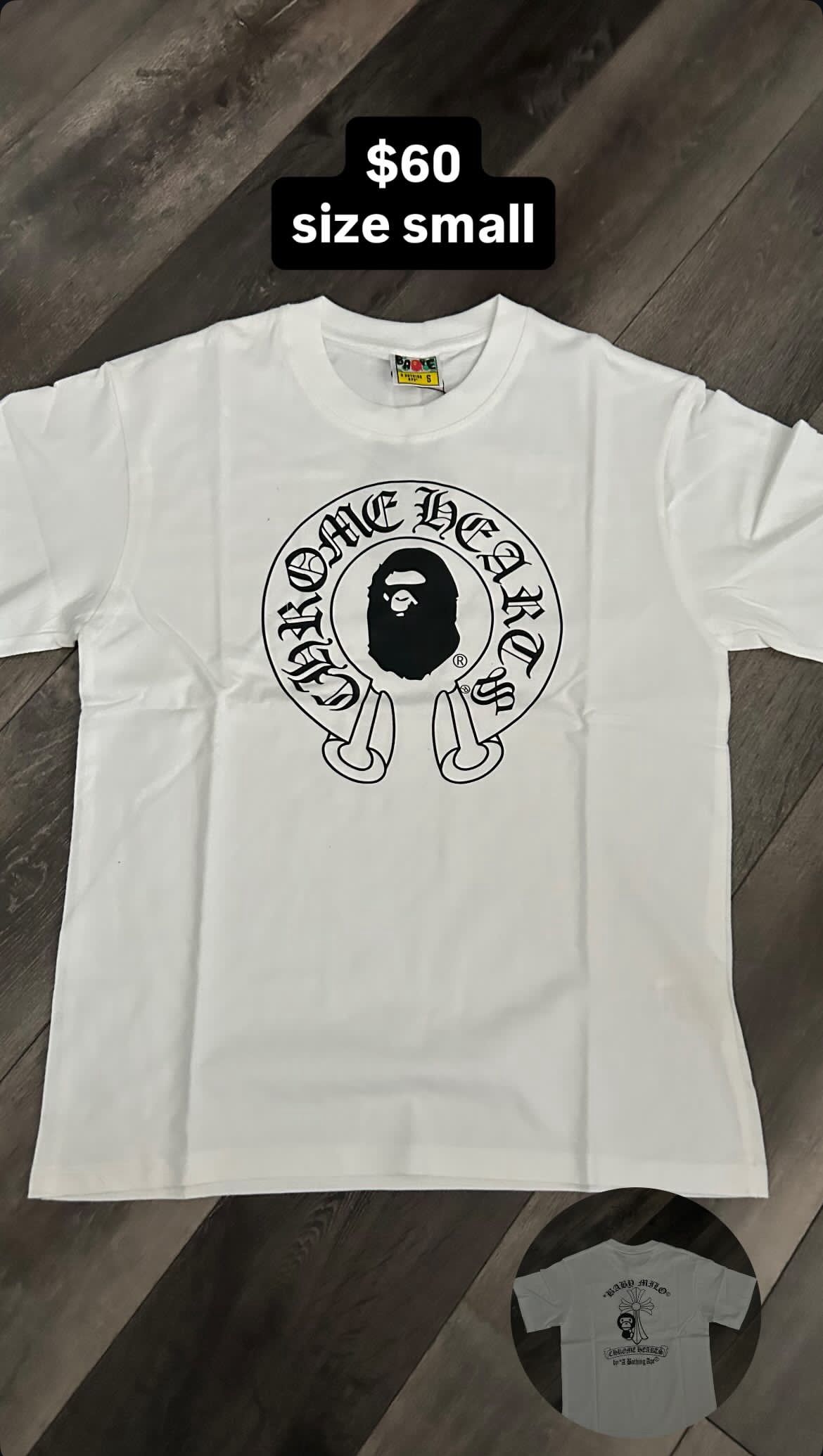 Bapexchrome heart shirt size small