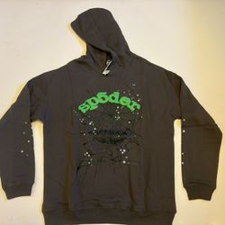 Sp5der Wait Web Hoodie Slate Grey Streetwear Pullover Sweatshirt NWT Size L