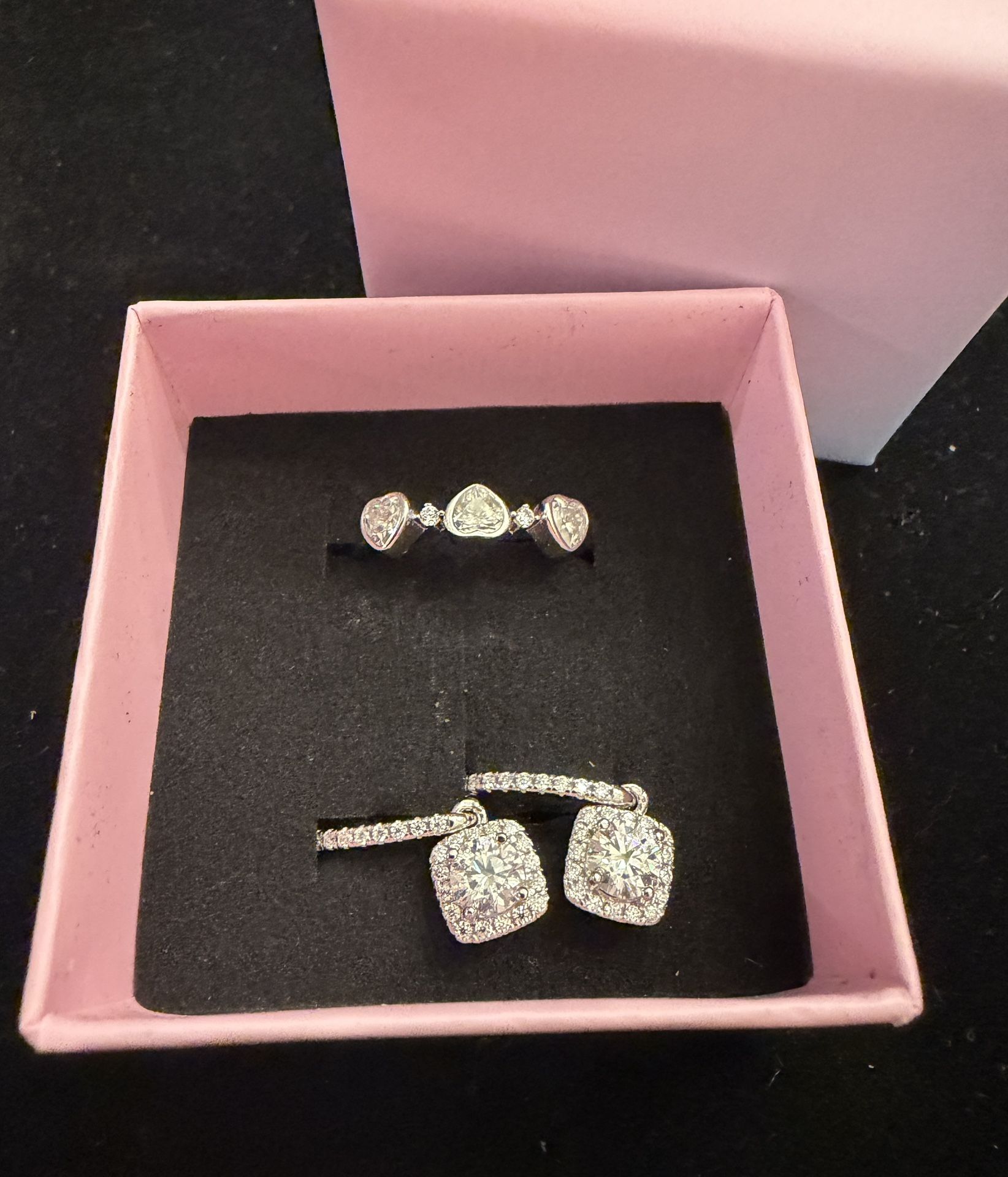 Elegant Moissanite Ring & Dangle Earrings Set