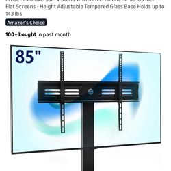 FITUEYES Universal TV Stand with Swivel Mount for 50-85 inch Flat Screens - Height Adjustable Tempered Glass Base Holds up to 143 lbs instead of wall 