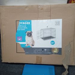 Voyager single door folding metal dog crate 24x18x20"H