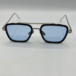 Tony Stark Style Sunglasses Blue Lens Metal Frame Iron Man Costume Glasses