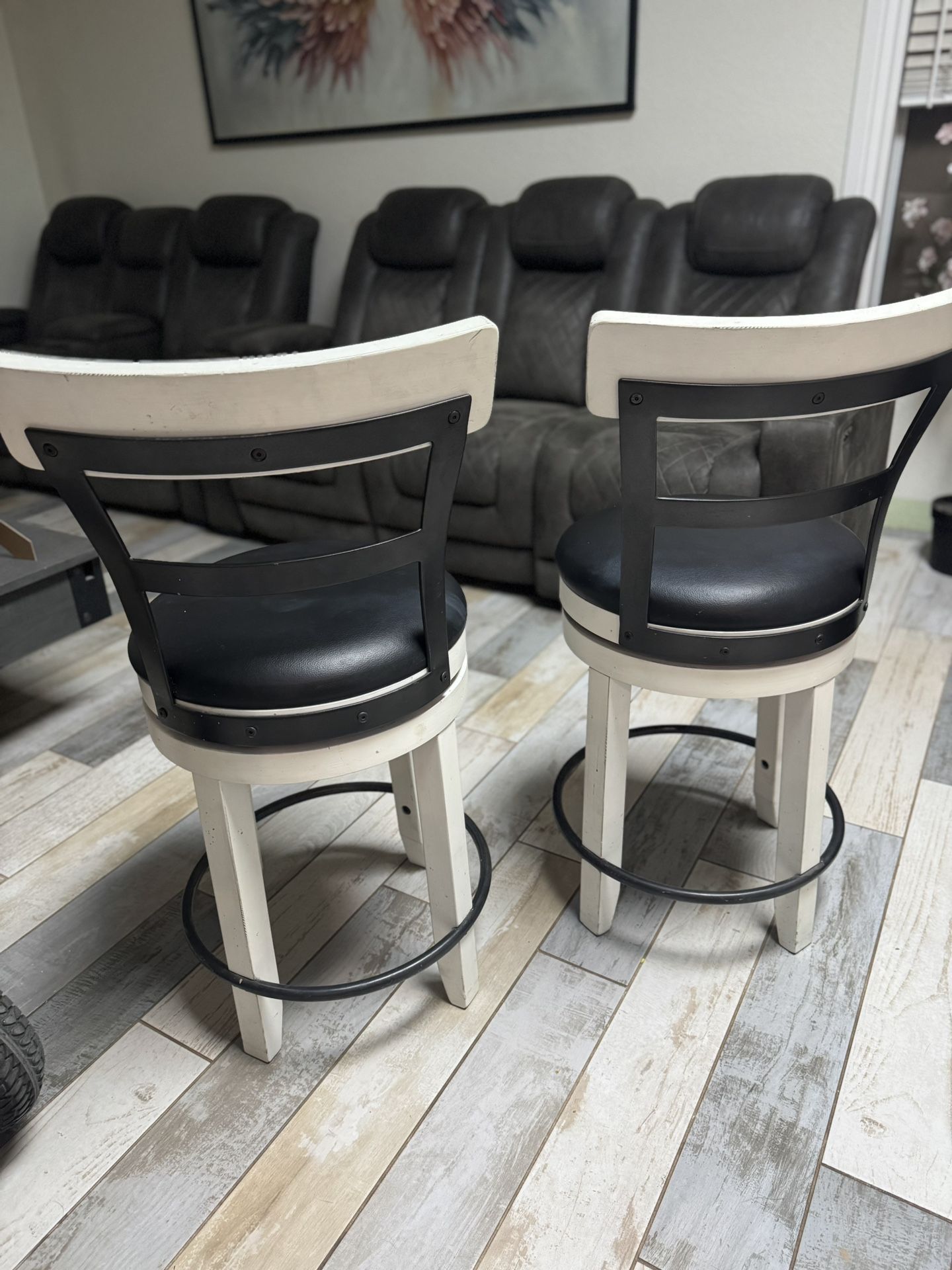 2 Bar Stools. White/ Black