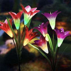 Brand New New Upgraded Solar Garden Lights, Multi-Color Changing Lily Solar Flower Lights for Patio,Yard Decor