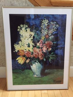 Picasso print glass metal framed picture 22x28