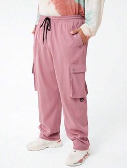 Men’s SHEIN plus size Pink Cargo Jogger Pants with Drawstring size 6XL