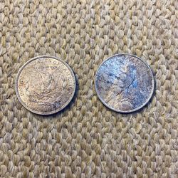 1921 Morgan & 1923 Peace Silver Dollars 