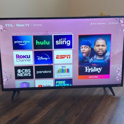 43” Inch Smart Roku TCL Flat Screen Tv 