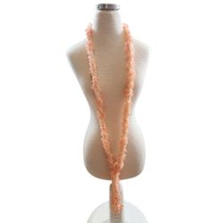 Coral Beaded Braided Long Strand Tassel Necklace 38"