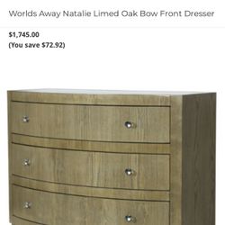 Worlds Away Natalie Limed Oak Bow Front Dresser Set (2)