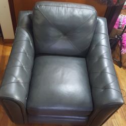 100% leather Gray chair
