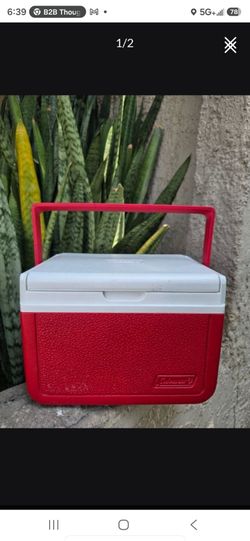 Coleman #5205 FlipLid Cooler/Lunchbox 5 Quart/6 Cans Red and White Made in U.S.A