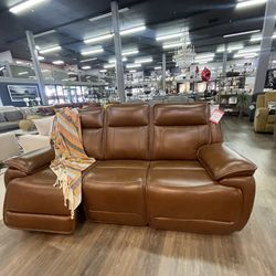 Chocolate Leather Power Reclining Sofa