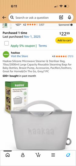 Haakaa Silicone Microwave Steamer & Steriliser Bag