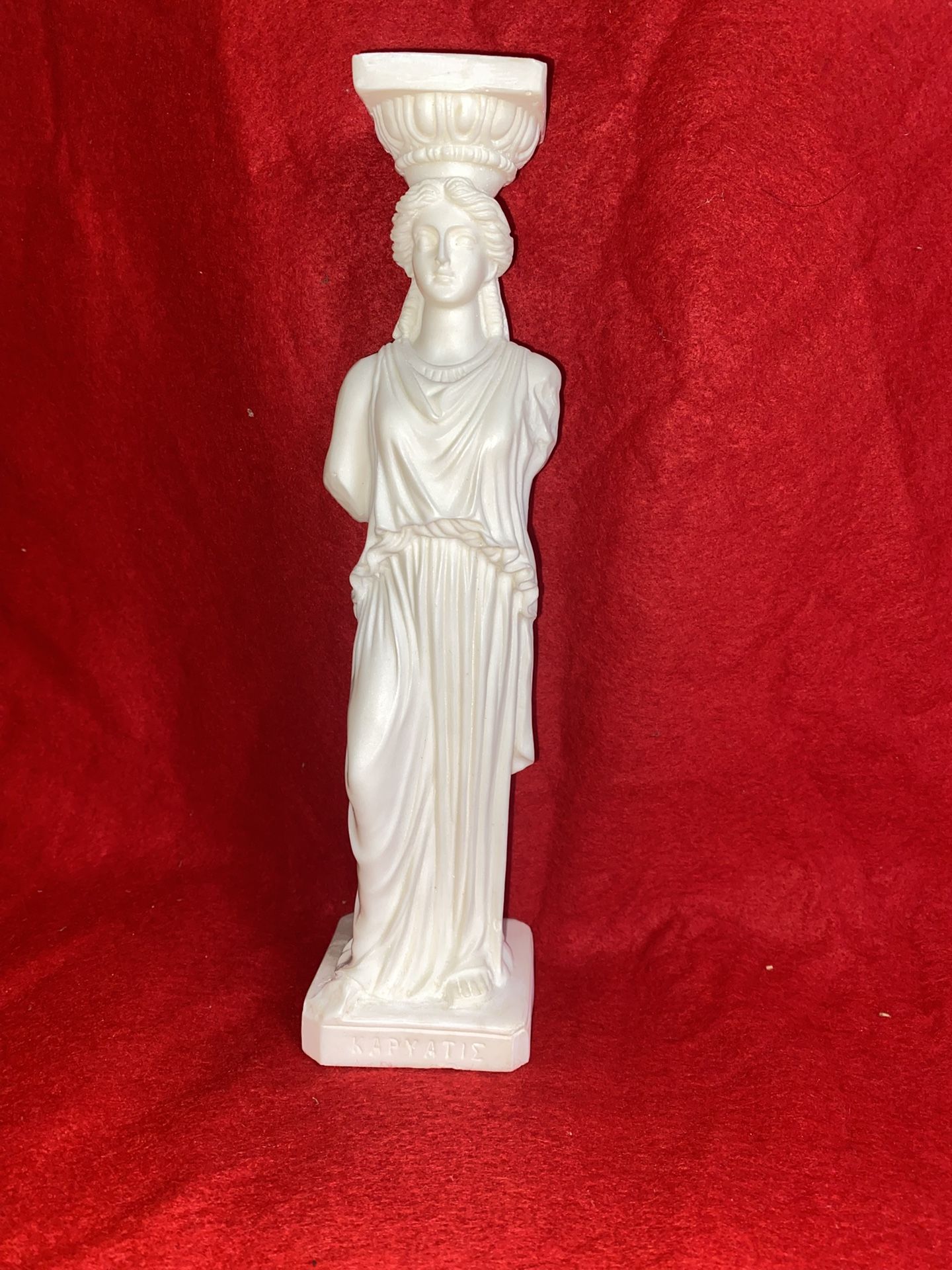 Vintage 9.75 Inch Greek Alabaster Kariatis Imported From Greece
