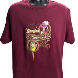 Disneyland Resort Never Land 5K 2013 T-Shirt XL – Captain Hook & Crocodile Rare