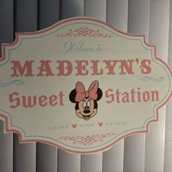 Sweet Station Minnie Mouse Custom Sign Party Decorations Disneyland Decorations Party Baby land Minnie Confectionery 