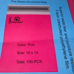 Pink Poly Mailer Shipping Bags (10”x13”) (100 pack)