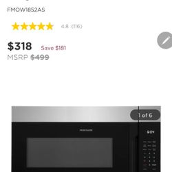 FAOW1852AS Fridgeaire Mounted Microwave 