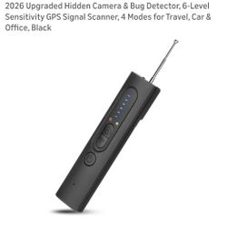 Hidden Camera & Bug Detector, 6-Level Sensitivity GPS Signal Scanner, 4 Modes for Travel, Car & Office, Black