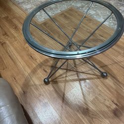 Modern Glass Coffee Table with Metal Frame