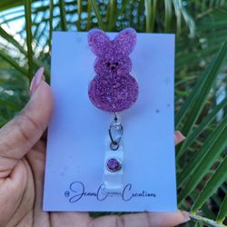 Purple Bunny Badge Reel, Easter Badge, Spring Badge Reel 