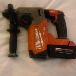 Milwaukee Rotary Hammer With,5.0 Battery Works,great#!