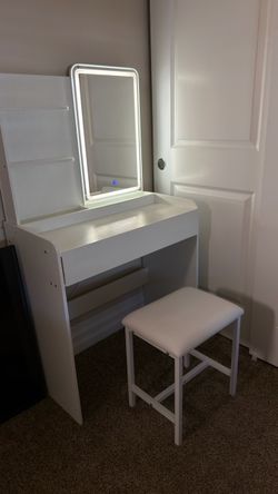 Small White bedroom vanity set with stool